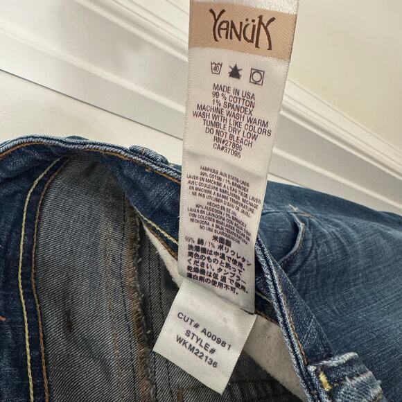 VTG Y2K Yanuk Women’s Worker Boyfriend Jeans Size 31 Bootcut Flare Dark Wash - Picture 11 of 11